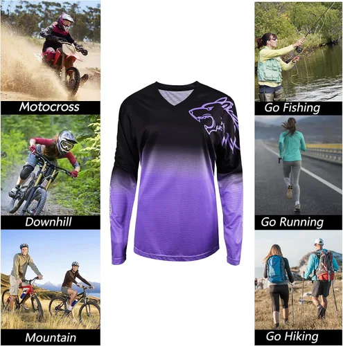 Miniatura 4 de Camiseta de ciclismo de montaña de manga larga para mujer transpirable absorbe la humedad