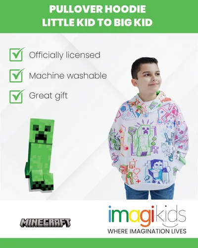 Miniatura 4 de Minecraft Sudadera con capucha de forro polar para niños pequeños a niños grandes (4-18-20)