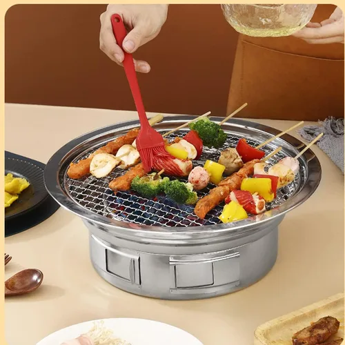 Miniatura 5 de Rejilla de refrigeración redonda de acero inoxidable con alambre cruzado para parrilla con 3 patas para cocinar hornear al vapor (13.7 pulgadas)