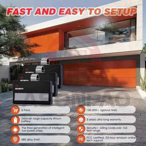 Miniatura 3 de ASONPAO Paquete de 3 unidades para control remoto de apertura de puerta de garaje LiftMaster 971LM