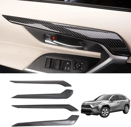 Miniatura 9 de Blazeray Cubierta de lentejuelas de botón de fibra de carbono para volante de automóvil, accesorios interiores para Toyota RAV4 2019 2020 2021 2022