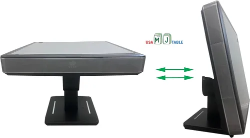 Miniatura 5 de Mesa Mahjong automática plegable ultra fina gris de 1.417 in azulejos numerados de Mahjong americano + 4 estantes + cubierta de mesa dura.