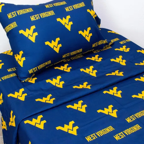 Miniatura 3 de College Covers Everything Comfy West Virginia Mountaineers - Juego de sábanas de 3 piezas, tamaño individual, fondo del color del equipo, 1 sábana