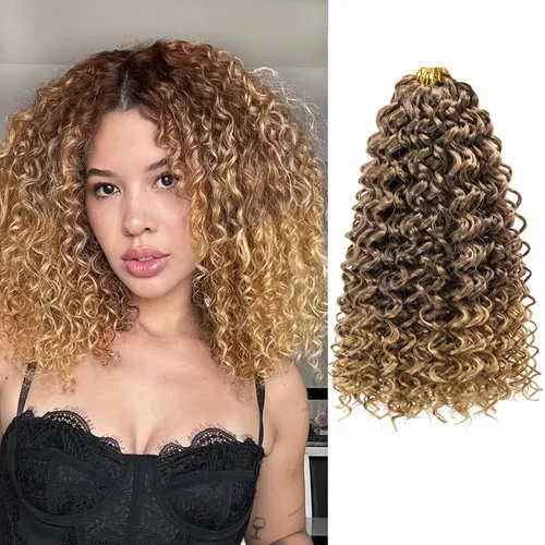 Miniatura 49 de GoGo Curl Crochet Hair 18 pulgadas onda de agua pelo sintético bohemio ganchillo trenzado jengibre onda profunda extensiones de cabello trenzado