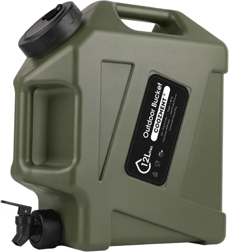 Miniatura 11 de COOZMENT Contenedores de agua de 3.2 galones/5 galones con grifo, jarra de agua sin BPA, tanque de agua verde militar, contenedores