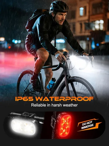 Miniatura 4 de ISEYOU Bike Lights, Ultra-Slim USB-C Rechargeable Bike Lights Front and Back, 5+6 Lighting Modes & IP65 Waterproof, Super Bright Bicycle Light Set