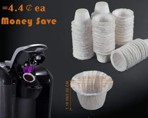 Miniatura 8 de Pro Mael Filtros desechables de taza K, papel de filtro de café para cafeteras Keurig de una sola porción 1.0 y 2.0, uso con cápsulas K Cup Blanco