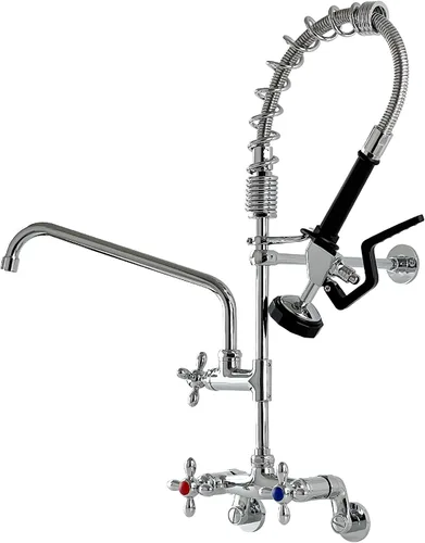 Grifo de fregadero de cocina comercial con rociador de preenjuague Grifos comerciales montados en la pared para cocina de 4 a 8 pulgadas Centro