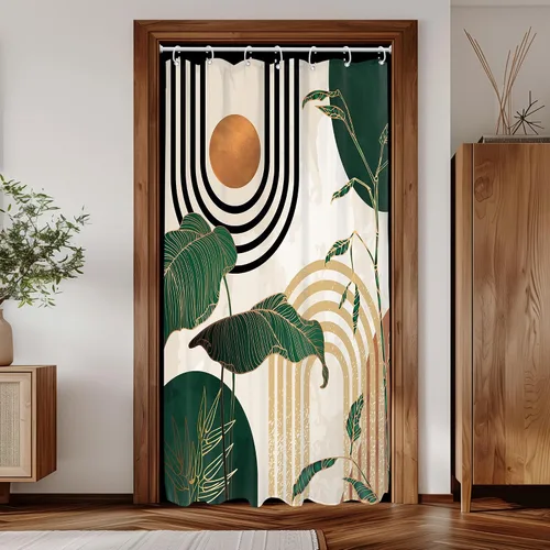 Glawry Cortina de ducha de estilo bohemio de mediados de siglo, 36 pulgadas de ancho x 72 pulgadas de largo, diseño abstracto, retro, tropical,