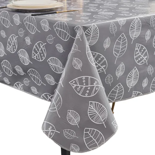 Miniatura 26 de Pioggia Mantel de vinilo con parte trasera de franela, impermeable, a prueba de aceite, mantel de PVC, cubierta de mesa de plástico lavable a prueba