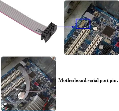 Miniatura 4 de 1 puerto DB9 RS232 Serial Port Bracket a 10 pin HeaderRibbon adaptador de conector de cable, DB9 Serial macho a 10P Placa base de montaje en panel