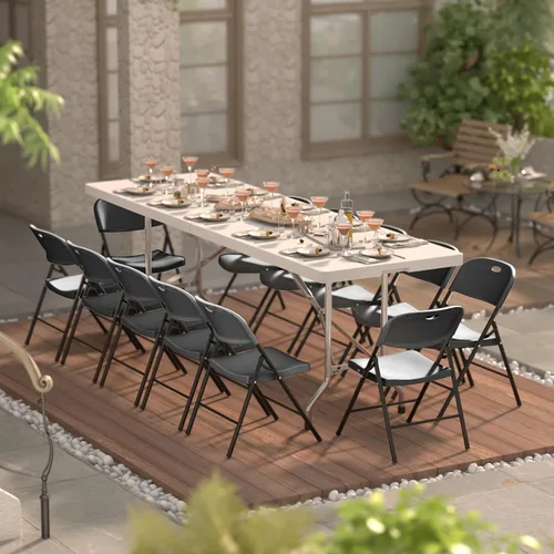 Miniatura 6 de Nazhura Silla plegable de plástico resistente con límite de peso 350 con marco de acero reforzado para interiores y exteriores, boda, fiesta