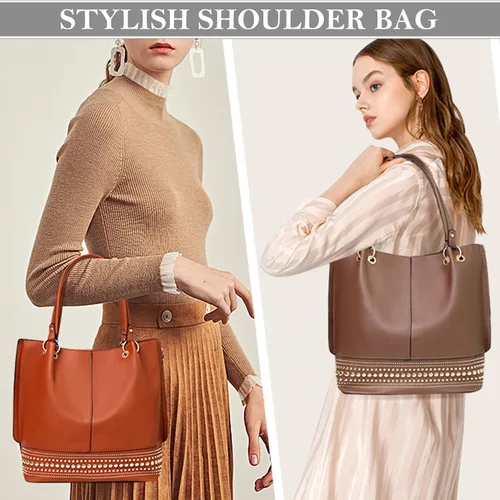 Miniatura 2 de HimmLig Juego de bolsas de mano para mujer, bolso grande y bolso de mano de cuero vegano, bolsa de hombro, bolsa cruzada, juego de 3 piezas
