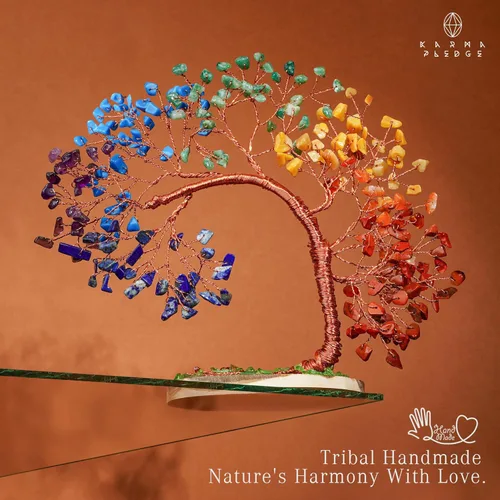 Miniatura 6 de Árbol de la vida de cristal curativo de 7 chakras para decoración, hecho a mano, con cristales y piedras curativas de Reiki, para energía positiva