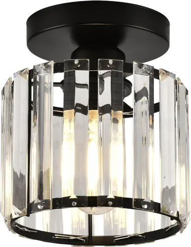 Miniatura 8 de Lámpara de techo de cristal, lámpara de techo semiempotrada de cristal dorado para dormitorio, cocina, pasillo, entrada, balcón, comedor, sala
