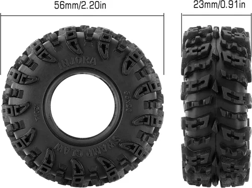 Miniatura 6 de INJORA Neumáticos 1.0 - S5 Swamp Claw Mud Terrain Neumáticos para TRX4M AX24 SCX24 FCX24 1/18 1/24 RC Crawler Car, 2.205 x 0.906 in, T1021