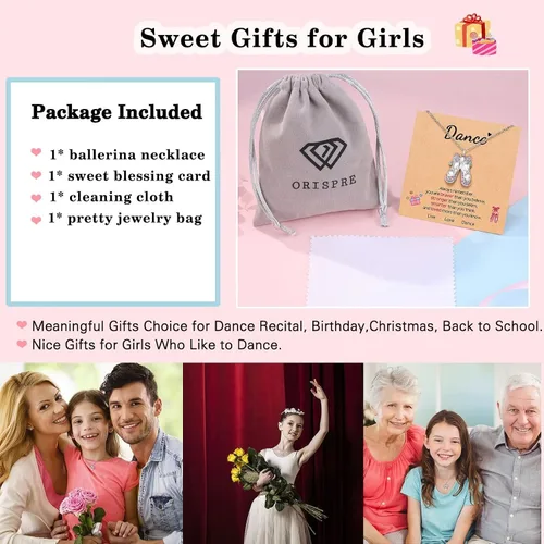 Miniatura 6 de ORISPRE Ballerina Necklace Gifts for Girls, Dance Recital Gifts for Girl Birthday Graduation Christmas Gifts, Jewelry for Girls