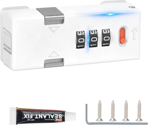 Miniatura 9 de Cerradura de gabinete sin llave premium con código de combinación, cerradura de 3 dígitos con contraseña para cajones, puerta de armario plegable