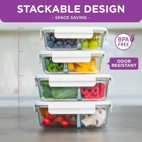 Miniatura 3 de HOLDN’ STORAGE Recipientes de almacenamiento al vacío para alimentos, juego de 4 recipientes de compartimentos y bomba electrónica - Mantenga