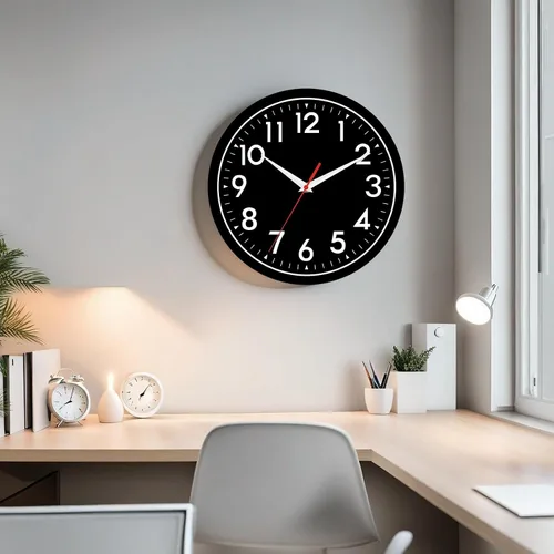 Miniatura 9 de DAXSMY - Reloj de pared negro de 10 pulgadas, funciona con pilas, simple, silencioso, sin tictac, analógico, decorativo para cocina, baño