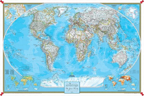 National Geographic - Mapa de viaje – Póster de lienzo con mapa del mundo clásico con alfileres – Mapa personalizado del mundo – Grande 24 x 36