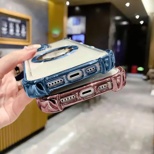 Miniatura 2 de Funda magnética transparente para iPhone 14 Plus, lujo brillante en las cuatro esquinas, protección de grado militar a prueba de golpes con Púrpura