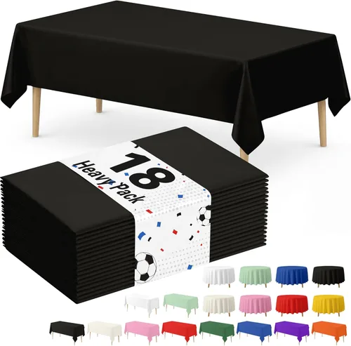Miniatura 25 de Fixwal Mantel de plástico negro desechable de 54 x 108 pulgadas, mantel rectangular impermeable, paquete de 5 para graduación, decoración de fiesta