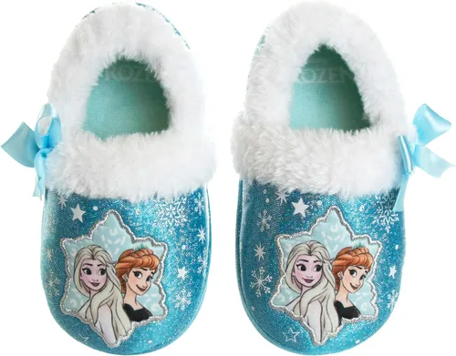 Disney Frozen Elsa and Anna Girls Slippers - Plush Non-Slip Comfy Fluffy Lightweight Warm Comfort Soft Aline Indoor House Slippers (ToddlerLittle