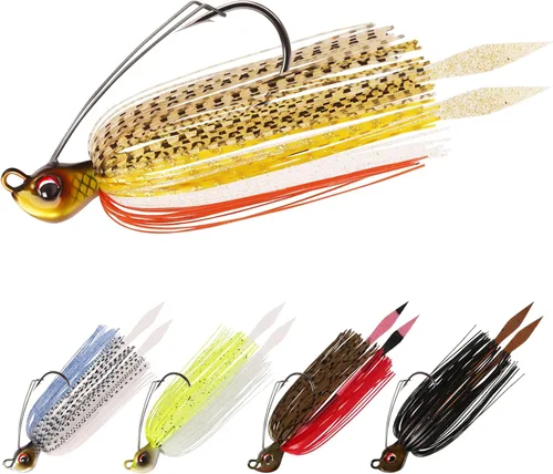 TRUSCEND Jigs Fishing Lures with Ultra Smooth Teflon Hook, Tour Grade Titanium Weed Guard Swim Jigs, Valuable Weedless Skirted Jig, Well-Made Lures