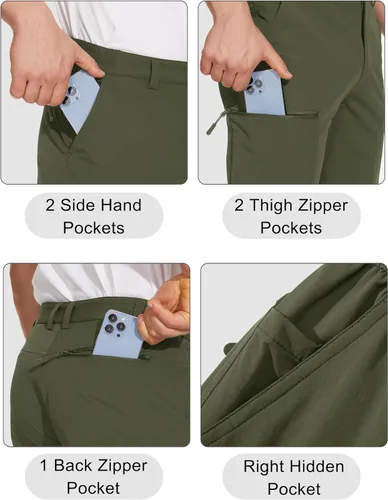 Miniatura 3 de MAGCOMSEN Pantalones de senderismo para hombre, 6 bolsillos, resistentes al agua, pantalones de trabajo de pesca Ripstop, ligeros, de secado rápido