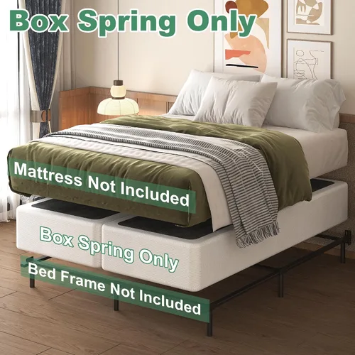 Miniatura 3 de Lutown-Teen Base de cama con somier dividido de 9 pulgadas, 3500 libras de metal resistente de alto perfil tamaño King con cubierta de tela, sin