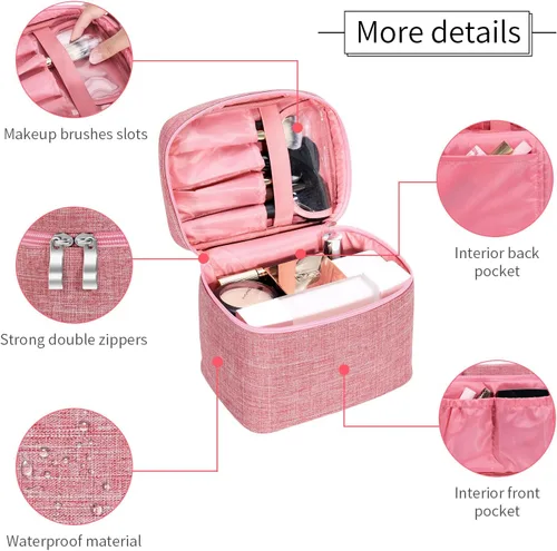 Miniatura 3 de Bolsa de maquillaje de viaje para maquillaje, bolsa de cosméticos, organizador de maquillaje con bolsa de malla, bolsa de soporte para brochas