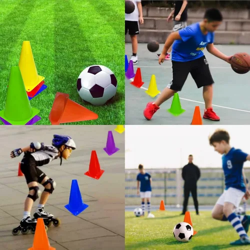 Miniatura 7 de 24 conos de tráfico de plástico de 7 pulgadas, ejercicios de baloncesto y fútbol, patinaje, marcadores de agilidad de entrenamiento deportivo