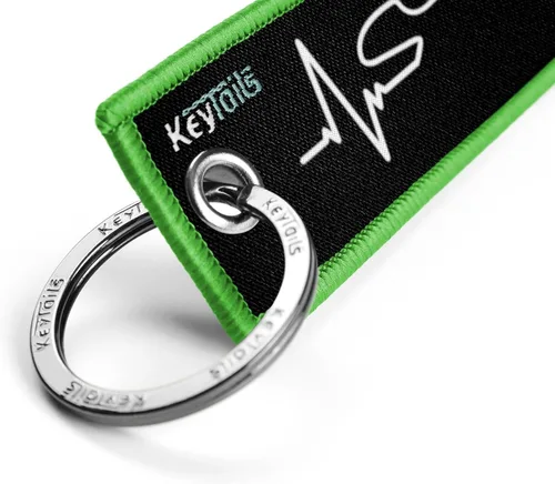 Miniatura 4 de KEYTAILS Llaveros, etiqueta de calidad premium para motocicleta, automóvil, scooter, ATV, UTV [personalizable, Cafe Racer, latido del corazón] Verde
