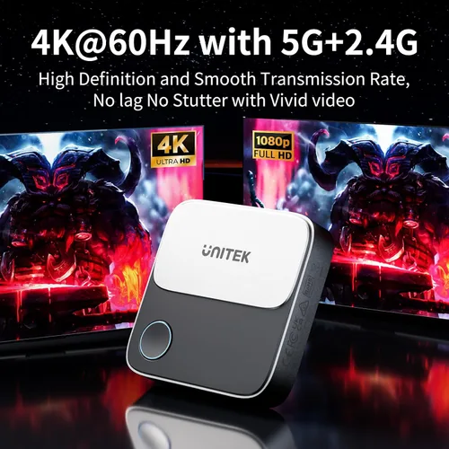 Miniatura 2 de Unitek Adaptador inalámbrico HDMI para pantalla Dongle, receptor de duplicación de pantalla 2.4G/5G 4K, dispositivo de transmisión de TV