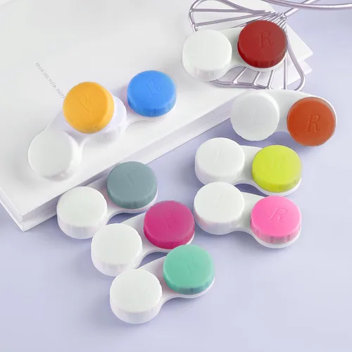 Miniatura 7 de Estuche para lentes de contacto de 12 piezas, caja colorida para lentes de contacto izquierdos/derechos, contenedor de soporte para lentes de 12