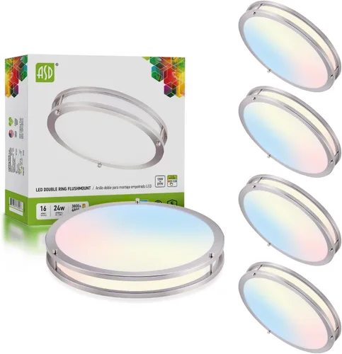 Miniatura 52 de ASD Lámpara LED de techo de montaje empotrado de 18 pulgadas, interruptor de 28 W, 100-277 V, 2750 lúmenes, 3000 K/4000 K/5000 K, regulable, Níquel
