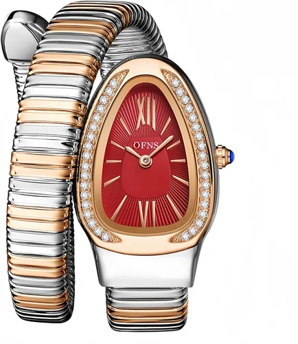 Miniatura 9 de OFNS Relojes de Serpiente para Mujeres Reloj de Pulsera Tipo Brazalete de Lujo con Forma de Serpiente con Diamantes de Cuarzo Esfera con Números