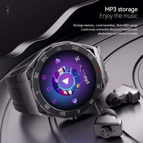 Miniatura 5 de Reloj inteligente F33 con auriculares 3 en 1 MP3 Bluetooth 1.43 pulgadas Smartwatch Auriculares inalámbricos incorporados Altavoz Rastreador