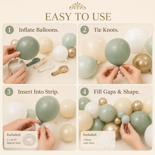 Miniatura 7 de Kit de guirnalda de globos verde salvia, kit de arco de globos verde y blanco, globos de fiesta verde oliva, blanco, dorado, champán, globos