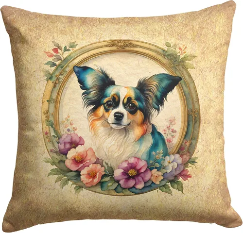 Miniatura 149 de Caroline's Treasures DAC2072PW1414 Affenpinscher and Flowers - Almohada decorativa de tela, lavable a máquina, para interiores y exteriores