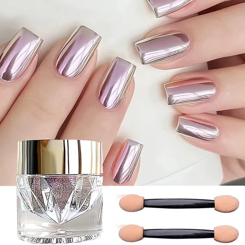 Miniatura 13 de Pretty Diva Polvo Cromado para Uñas - Uñas Oro Rosa/Rosa Polvo Cromado Efecto Espejo, Pigmento de Polvo Cromado Espejo Metálico Premium
