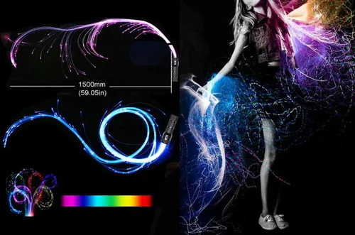 Miniatura 3 de AZIMOM Látigo de Danza de Fibra Óptica LED Látigo Espacial de 6 pies 360° Giratorio 40 Modos de Pantalla Alimentado por Batería Látigo de Píxeles