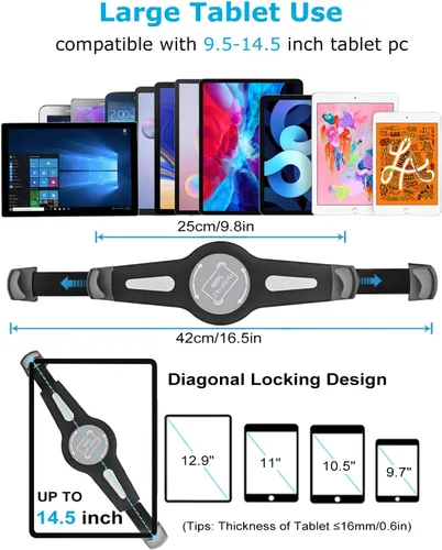 Miniatura 2 de Soporte para tablet con cuello de cisne para iPad de 9.5 a 14.5 pulgadas, soporte de tableta resistente para iPad Pro 11, 12.9/Air, Galaxy Tabs