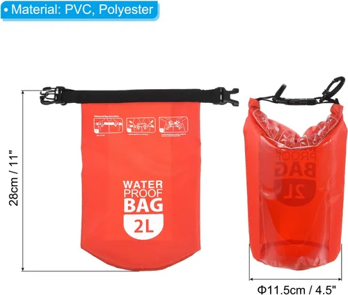 Miniatura 2 de PATIKIL Bolsa seca flotante impermeable, 2 L, bolsa seca flotante para exteriores, mochila con ventana transparente para canotaje, rafting, kayak