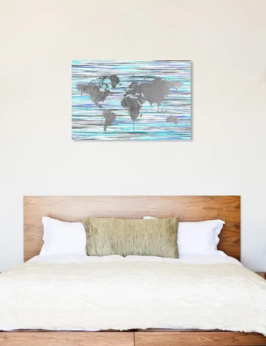 Miniatura 5 de The Oliver Gal Artist Co. Mapamundi Eclectic' Home Décor, 45" x 30", gris, púrpura