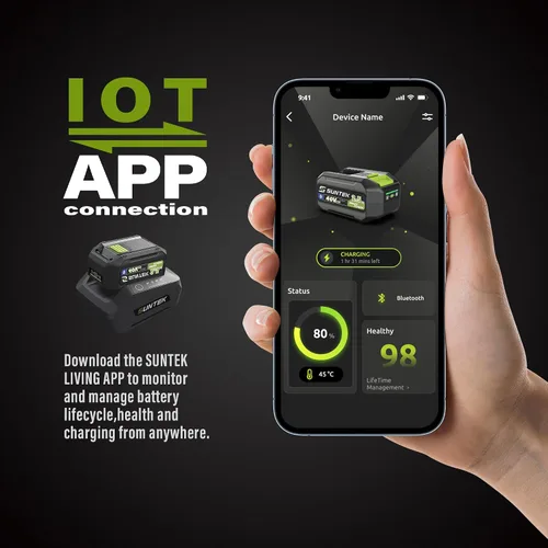 Miniatura 9 de SUNTEK Cortasetos inalámbrico de 40 V con hoja de doble acción de 24 pulgadas, pantalla integrada y conexión de aplicación, cortasetos a