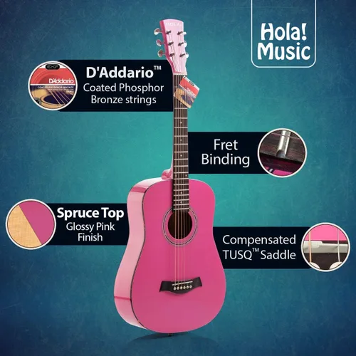 Miniatura 2 de ¡Hola! Guitarras acústicas dreadnought de lujo, Rosado