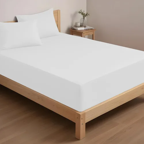 Miniatura 3 de Linenwalas Juego de sábanas de 3 piezas de 100 % algodón orgánico blanco de percal suave, se adapta a colchones de hasta 16 pulgadas de profundidad