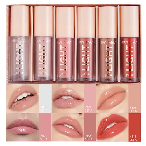 BANGFENG Juego de 6 piezas de aceite labial ligero, set de brillo labial, kit de aceite de brillo labial hidratante y nutritivo, acabado de alto